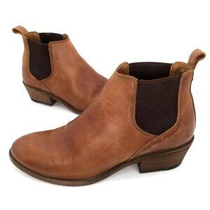 Frye Women’s Carson Brown Cognac Distressed Leather Chelsea Ankle Boots 5.5M
